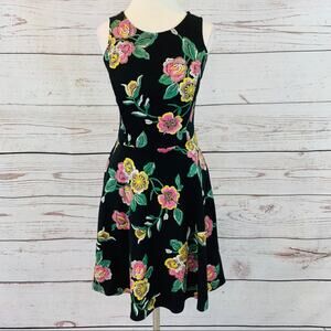Soprano black floral sundress fit and flare new
